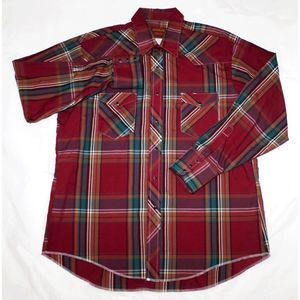 Rustler Long Sleeve Pearl Snap Plaid Shirt‎